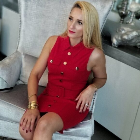 ESTELLA Red Mini Dress Classic Buttons Sle… - Picture 3 of 9